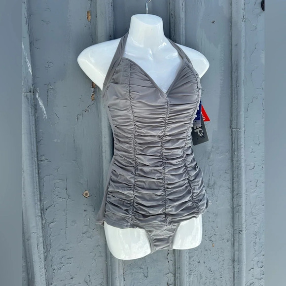 NWT Diva Swim by Rachel Pappo Old Fashioned Ruched One-piece “Havana”, size 12 - Picture 3 of 9